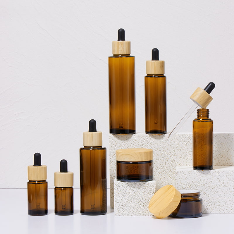 Bailiúchán Buidéal Dropper Gloine Amber 20mm Le Ciorcal Bambú